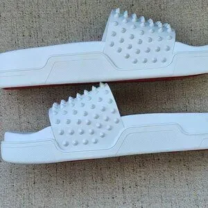 Christian Louboutin Men Sandal White Slide Summer Shoe Made in Italy Size 45 Take It Easy - Mules - Rubber - White - Men - Christian  main image 4